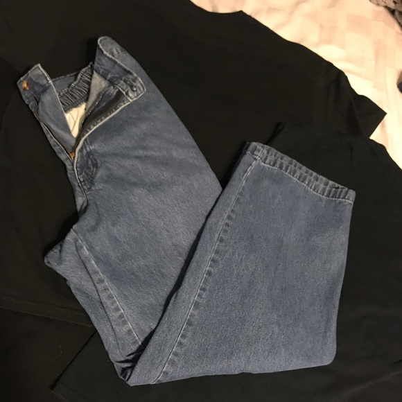 Retro Look Elastic Band Blue Jeans - Picture 4 of 4
